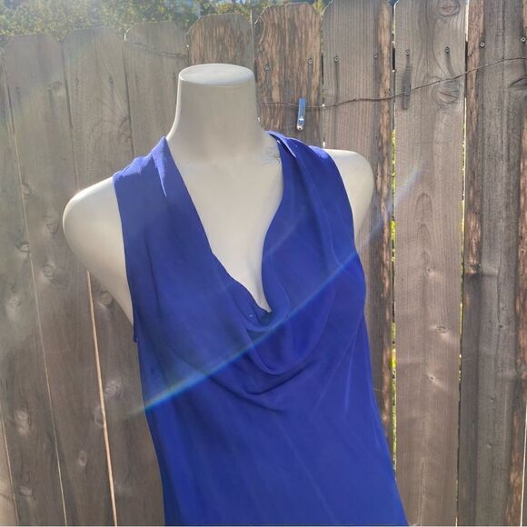 Theory Navy Blue silk drape neck sleeveless top Size small - Picture 4 of 6